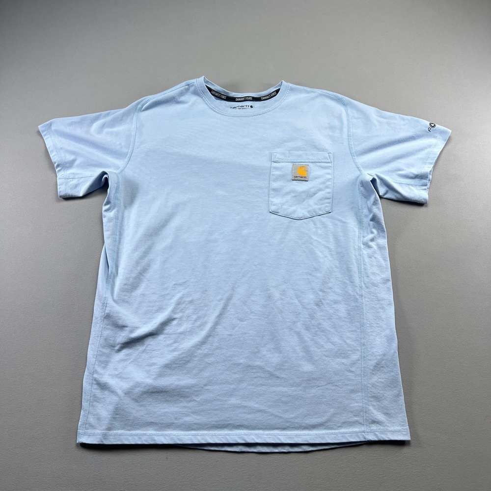 Carhartt Force T Shirt Men Medium Blue Cotton Relaxed Fit Short Sleeve Quick Dry